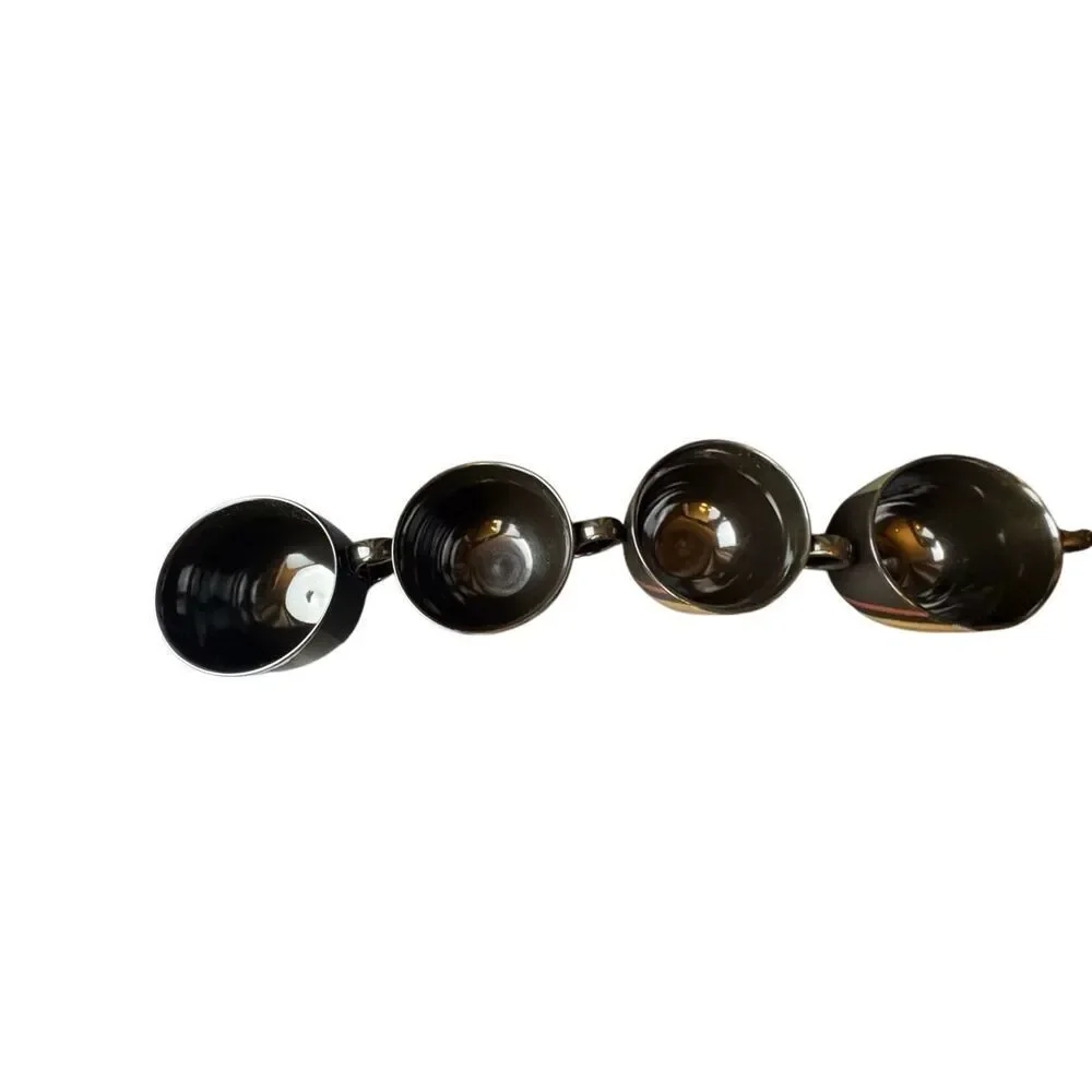 Sango Nova Black 4932 Soup Cups Lot of 4 Handles Black Red Gold Stoneware
